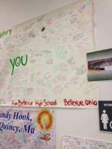 Sandy Hook Banner Posted At School